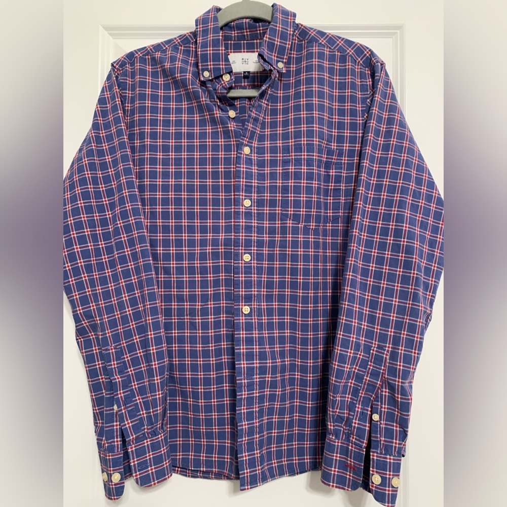 RVYC No Boat No‎ Problem Button Up Shirt Men's Medium Long Sleeve Blue